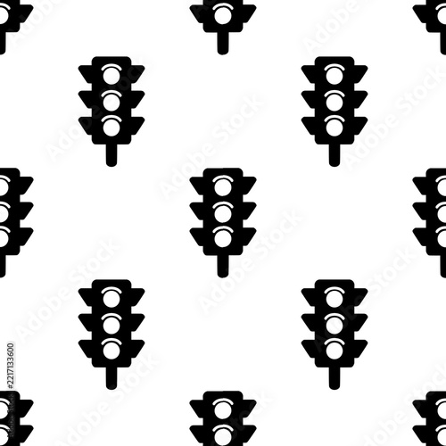 Seamless pattern of traffic lights, traffic safety background, black