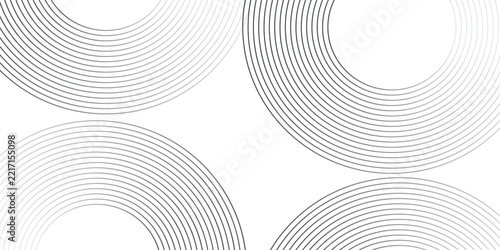 White geometric abstract background overlapping layers on bright space with line effect decoration. Circle style concept modern graphic design element for banner, flyer, card.