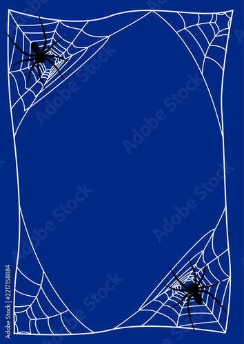 Rectangular spiderweb frame with spiders, space for text
