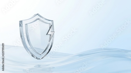 Clear Shield Icon on Soft Waves Background
