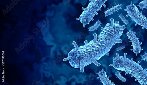 Plague Outbreak as Yersinia pestis as the bacterium as a microscopic bacteria in a medical and microbiology as a Scientific illustration representing an infectious pathogen outbreak.