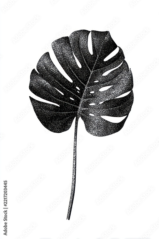 Fototapeta premium Monstera leaf botanical illustration isolated on white