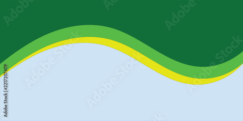 Abstract Light Blue Background with Layered Green and Yellow Curved Waves Modern Eco Design