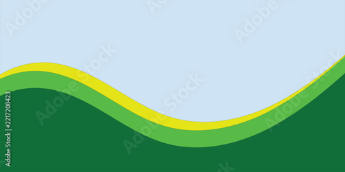 Abstract Light Blue Background with Layered Green and Yellow Curved Waves Modern Eco Design