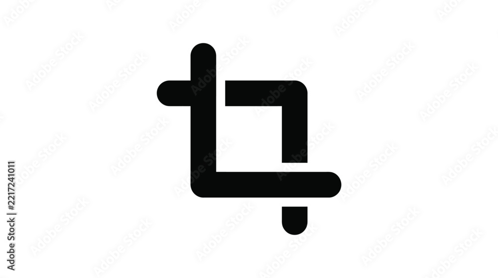 Obraz premium Minimalist crop tool vector icon showing framing lines with rounded edges for image editing