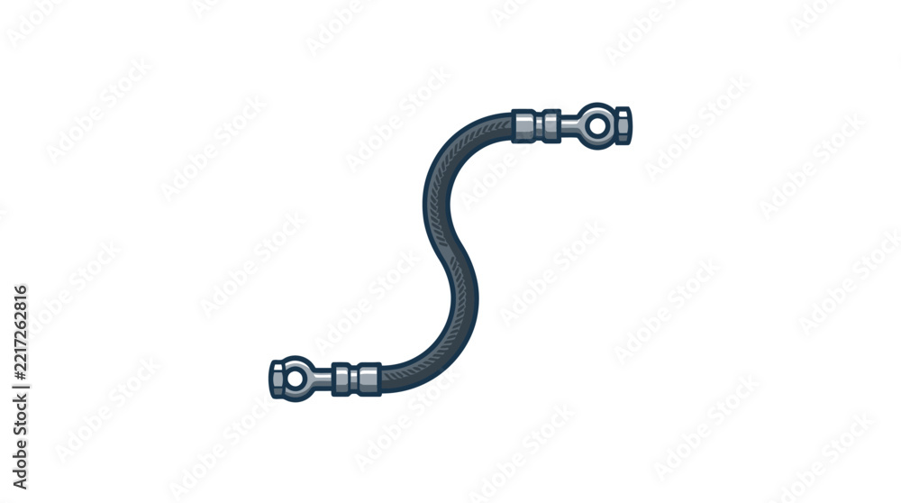 Fototapeta premium Minimalist of Flexible Braided Metal Hose with Threaded End Fittings in Dark Gray and Light Gray