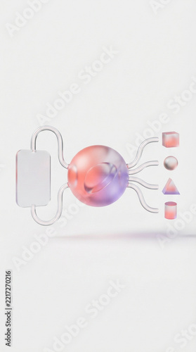 Glass node network sphere with interconnected tubes for complex system design and modeling.