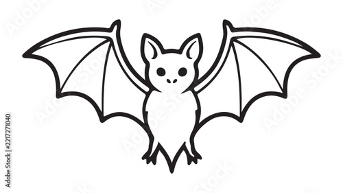 Cute Flying Bat Halloween Line Art Illustration