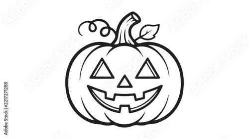 Halloween Jack O Lantern Pumpkin Line Art Illustration