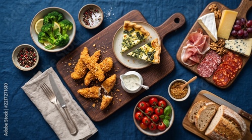 Delicious Assortment of Savory Dishes Finger Foods and Charcuterie Boards for Party