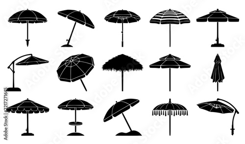 Beach Umbrella Silhouette Collection Summer Shade Editable Vector Set