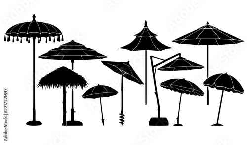 Beach Shade and Resort Umbrella Silhouette Vector Collection