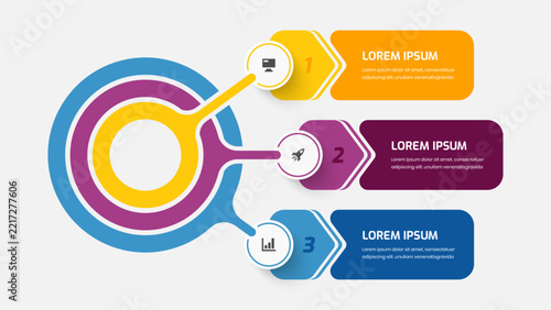 Infographic Business with 3 Labels, Icons and Numbers for Presentation