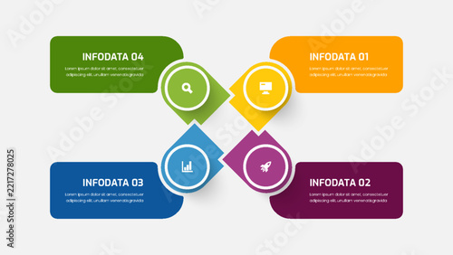 Infographic Element Design with Line, Icons and 4 Options. Suitable for Process Diagram, Presentations