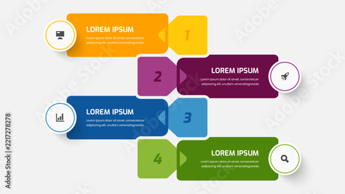 Four Business Infographic with Abstract Shape, Numbers and Icon for Presentation