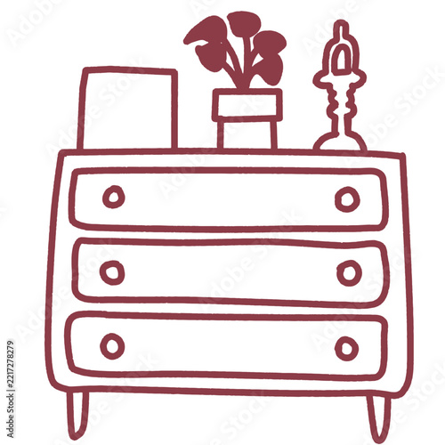 vector illustration of furniture bedside drawer