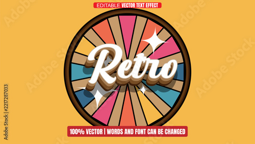 Retro 3d editable text effect yellow vector for classic banner
