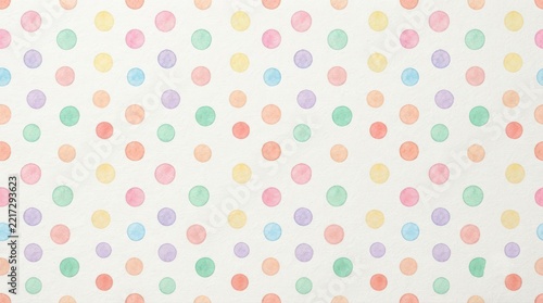 Playful Pastel Colored Polka Dot Background: Sweet Watercolor Circles for Baby Showers and Party Themes.
