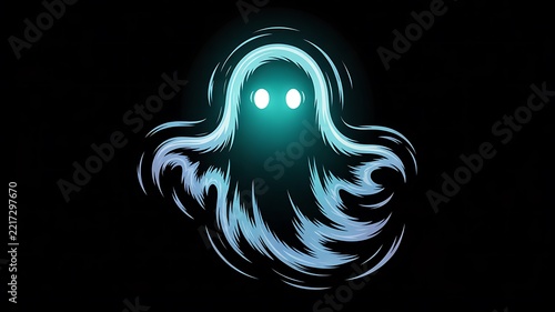 Glowing ghost character with flowing shape representing halloween and supernatural mystery