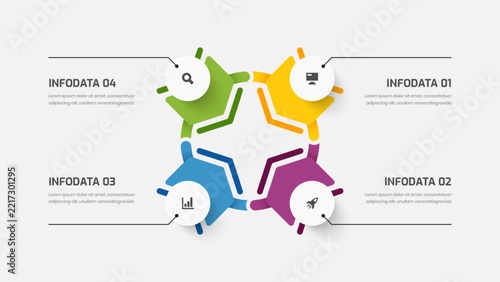 Abstract Infographic Template with Line, Icons and 4 Options for Presentation