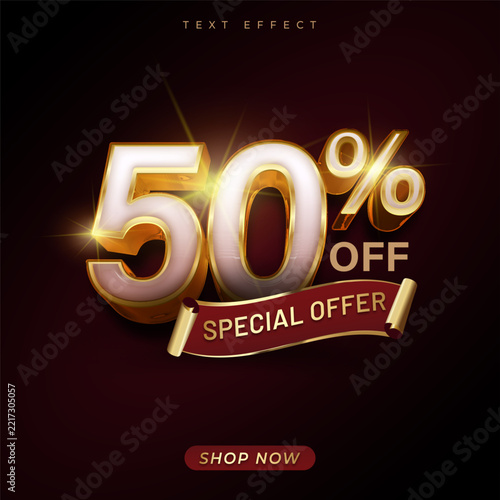 Luxury 3D White Gold 50 Percent Off Special Offer Text Effect Template