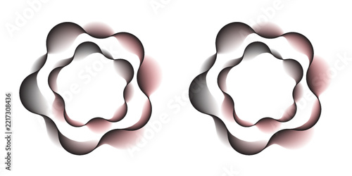 Abstract white background with black and pink wavy circular lines vector illustration. Futuristic digital technology dynamic flower portal wallpaper.
