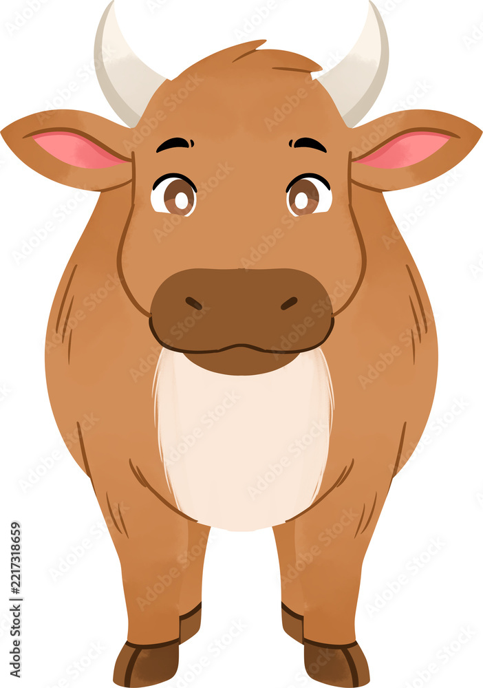 Obraz premium Cartoon Brown Cow Illustration for Islamic Sacrifice Festival Idul Adha Celebrations