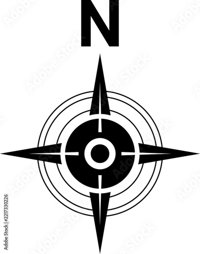 Black north direction symbol. Compass sign