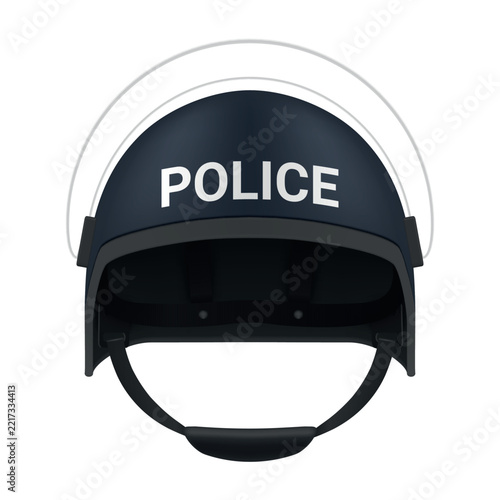 Riot police helmet with transparent protective visor illustration
