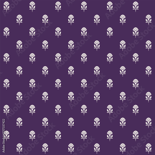 Ditsy Ivory Block Print Sprig Aubergine