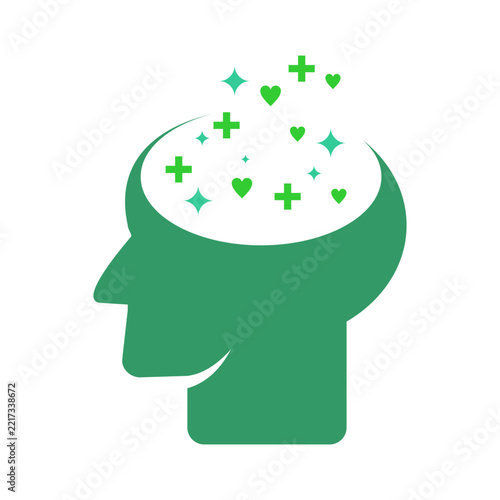 Green Human Mind Silhouette Icon for Ecology Awareness and Smart Idea Concept | Creative Thinking and Imagination Head Silhouette Icon Vector for Brainstorming Concept