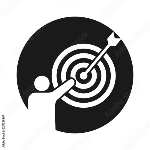 Flat Target Icon for Business Objective and Success Concept | Target with Arrow Icon Vector Illustration for Business Goal, Strategy, and Achievement Concept