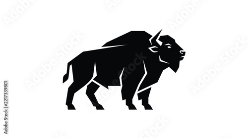 Bison Animal Silhouette Flat Illustration