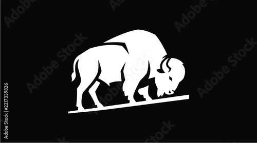 Bison Grazing Flat Illustration Vector Artwork