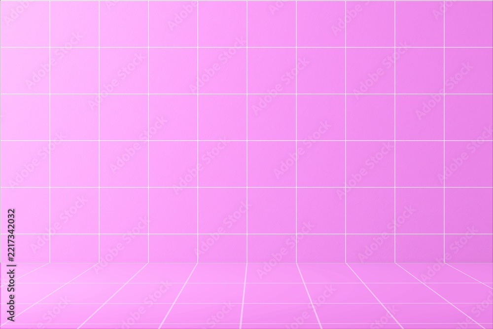 Fototapeta premium Pink neon grid room background with glowing futuristic walls