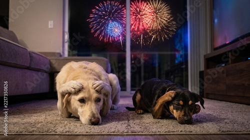 dogs afraid of fireworks