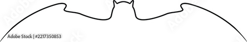 One line art bat flying silhouette for halloween design