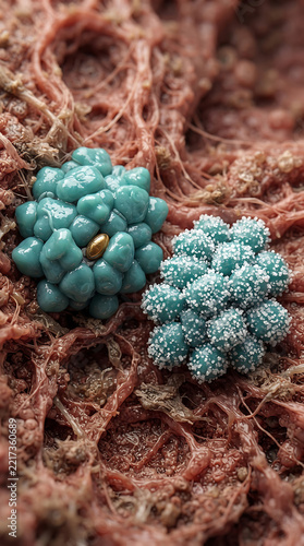 Close View Of Colorful Mossy Clusters Growing On Natural Forest Floor Surface
