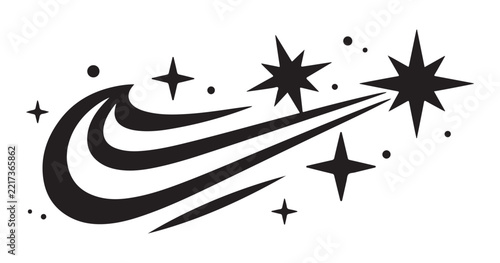 Stylized swoosh and starburst graphic for cosmic and futuristic themes.