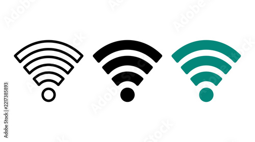 Set of wireless wifi icon design symbols showing network and internet connection