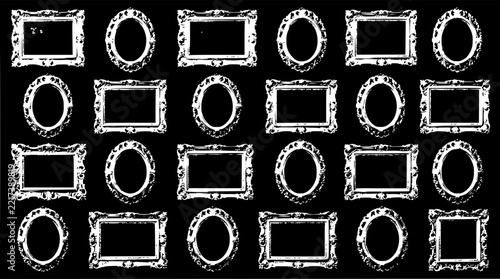 Vintage silver picture frames ar… set with simple line art design featuring simple design, minimalist, black and white with illustrations and graphics