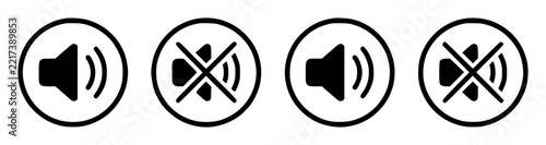 Volume control icons arranged ho… set with simple line art design featuring outline, illustration, graphic elements with clean design and vector art