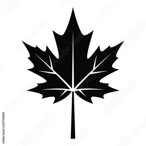 Maple Leaf Black Silhouette Vector Icon Design With Elegant Autumn Foliage Shape For Nature Graphics, Botanical Illustration, Seasonal Branding And Creative Digital Artwork