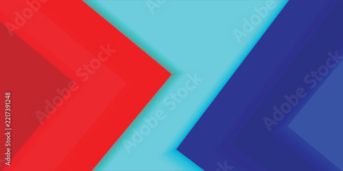 Abstract Cyan Background with Red and Blue Chevron Geometric Arrow Layer Vector