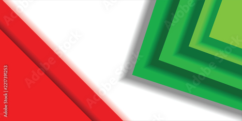 Abstract White Background with Red and Green Geometric Layer Vector