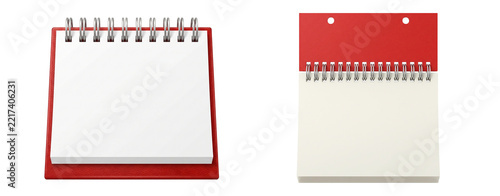 Blank red desk calendar with white pages isolated spiral calendar office supplies planning tool paper pages white background time management desktop organizer spiral bound isolated PNG