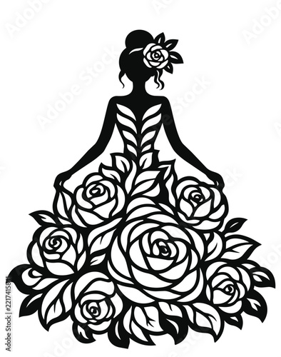 Illustration of Girl in Blue Ball Gown, quinceañera