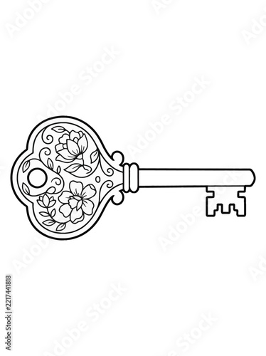 Coloring page house key concept illustration with colorful elements for creative decoration and seasonal celebration isolated background