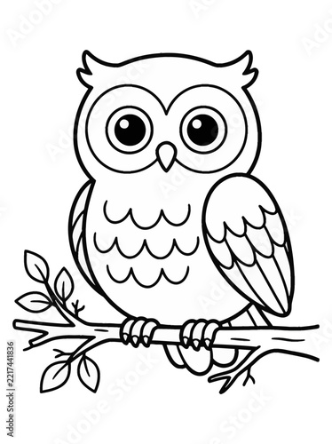 Coloring page perched owl concept illustration with colorful elements for creative decoration and seasonal celebration isolated background