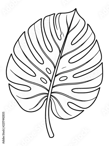Monstera leaf coloring page concept illustration with colorful elements for creative decoration and seasonal celebration isolated background